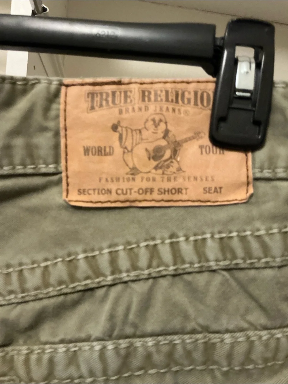 True Religion Olive Cutoff Bermuda Shorts
